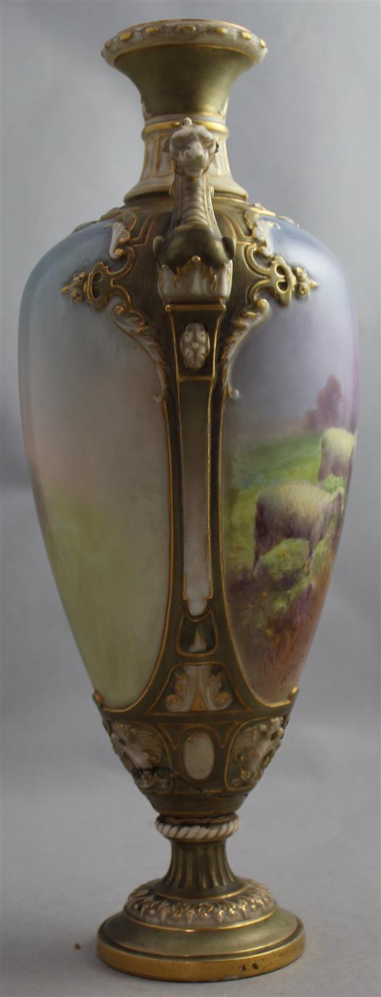 Harry Davis. A large Royal Worcester Shape 1764 vase, 36.5cm, base broken and repaired